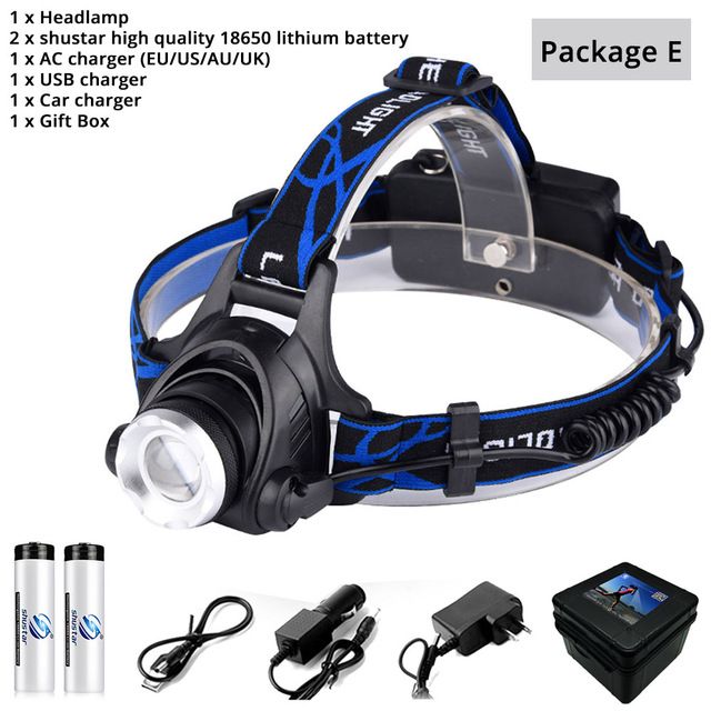 Headlamp+Battery+Plug+USB+BOX