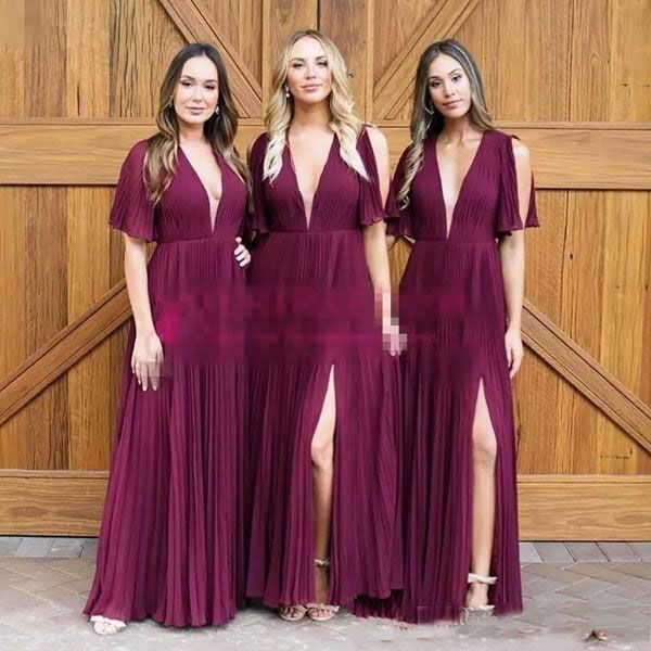 sangria colored bridesmaid dresses