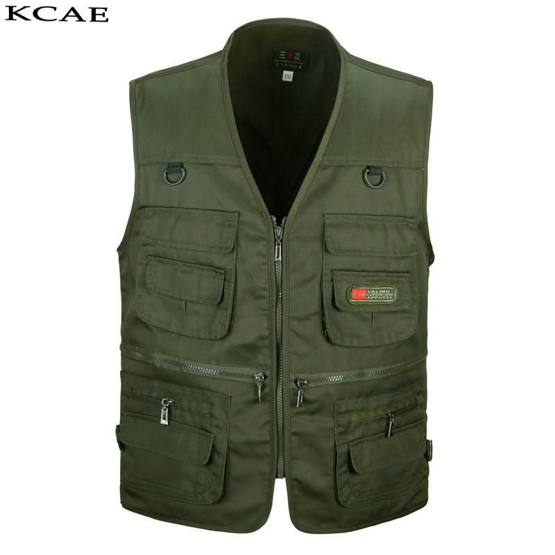 Venta por mayor - de fotografía negro para hombre Trabajo de campo Chaleco de viaje de malla con muchos bolsillos Sin mangas Chaqueta Rojo Verde