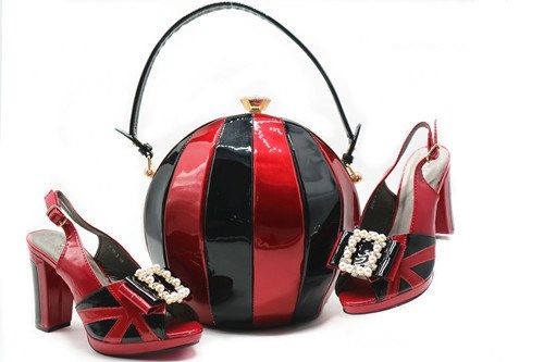 red heels and bag