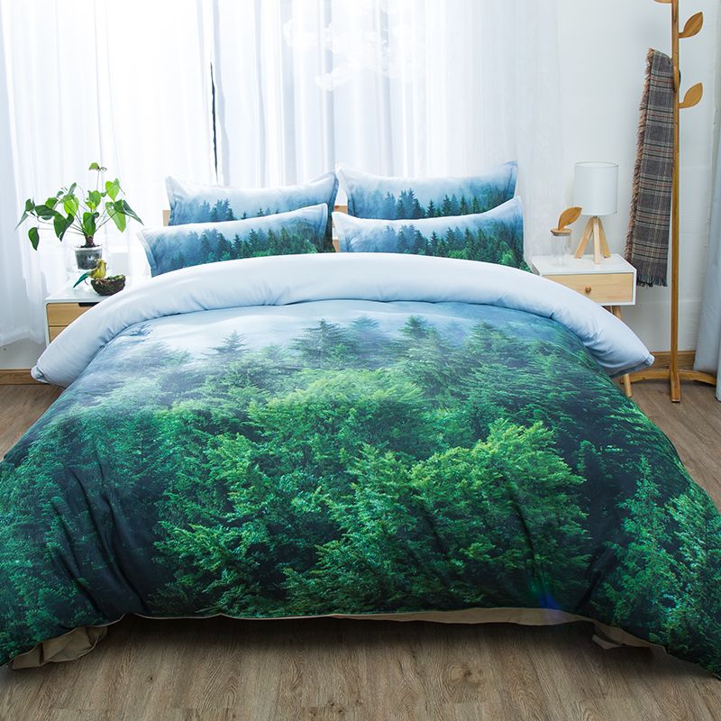 Wheat Field Snow Mountain Tree Forest 3d Scenic Bedding Set Twin