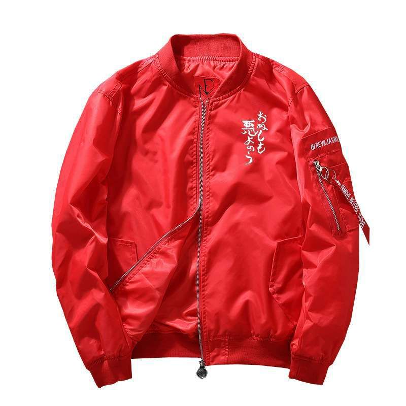 chaqueta bomber roja