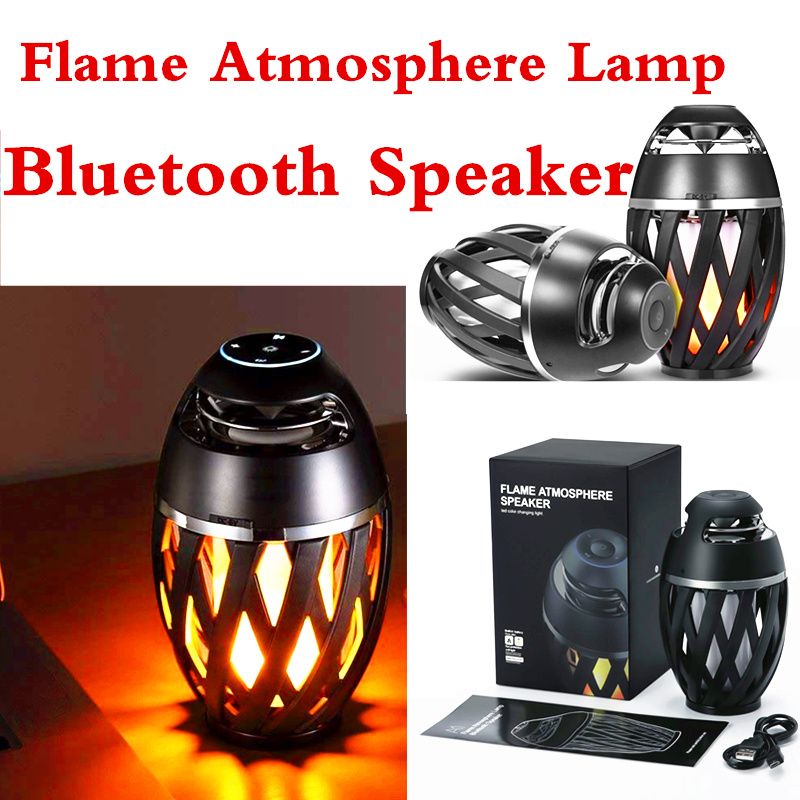 Portable Led Flame Lamp Wireless Speaker Stereo Bluetooth