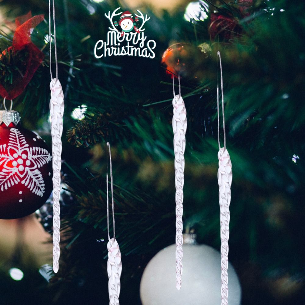 Clear Glass Icicle Ornaments Set Of 24 Christmas Tree Decoration Xmas Home