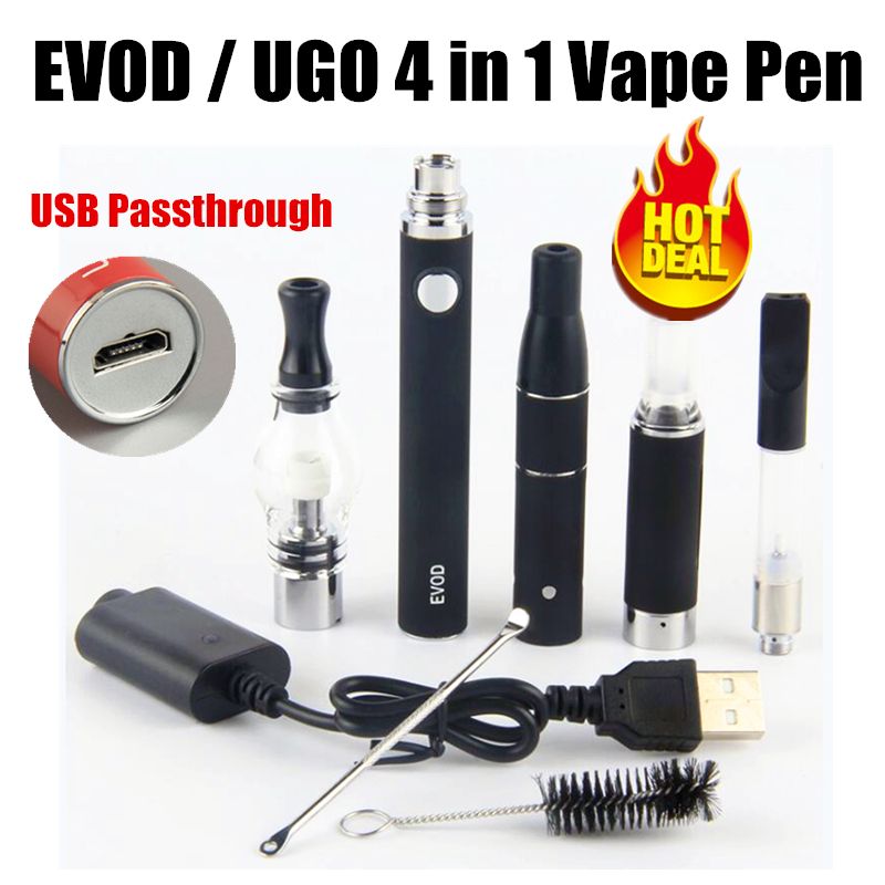 Top 4in1 EVod Vaporizer Kit UGO V II 510 Battery Dab Shatter Wax Pen