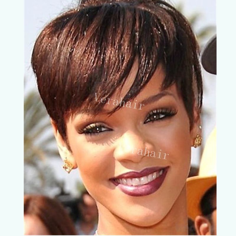 Cheap Short Brazilian Hair Human Wig Pixie Cut Short Full Lace Wig 