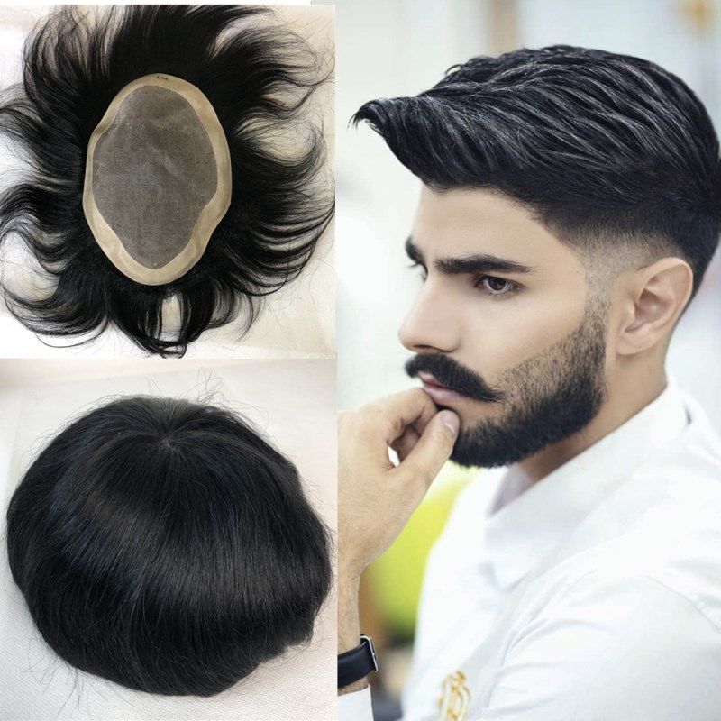 Fine Mono Mens Toupee With Baby Hair Mono With Npu Toupee For Men Natural  Straight Human Hair Men Wig Replacement System Hairpiece