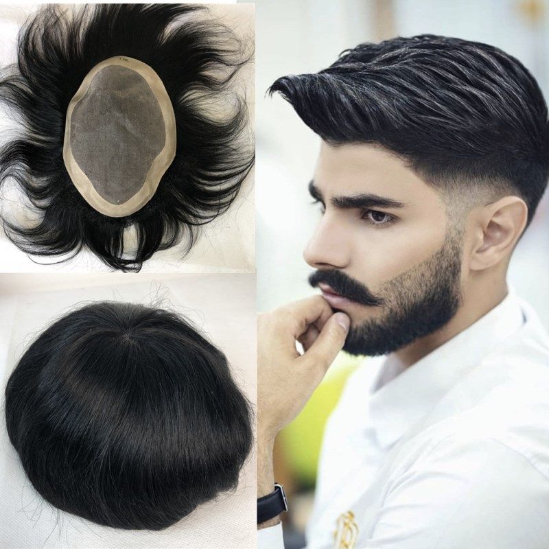 Fine Mono Mens Toupee With Baby Hair Mono With Npu Toupee For Men Natural Straight Human Hair Men Wig Replacement System Hairpiece Fine Mono Mens Toupee With Baby Hair Mono With Npu Toupee For Men Natural Straight Human Hair Men Wig Replacement System Hairpiece