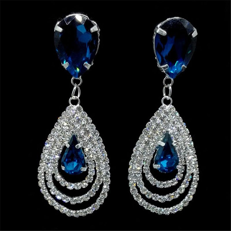 Neue Ohringe blau Strass kristall Ohrstecker Frauen