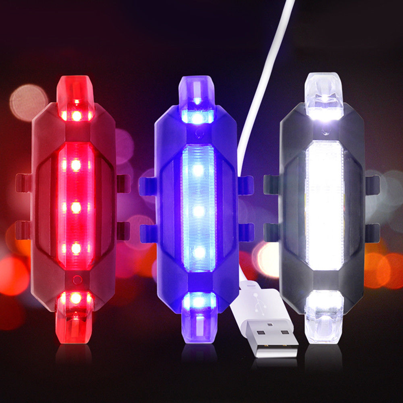 5 LED USB Rechargeable Bike Tail Light Bicycle Safety Cycling Warning Rear Lamp
