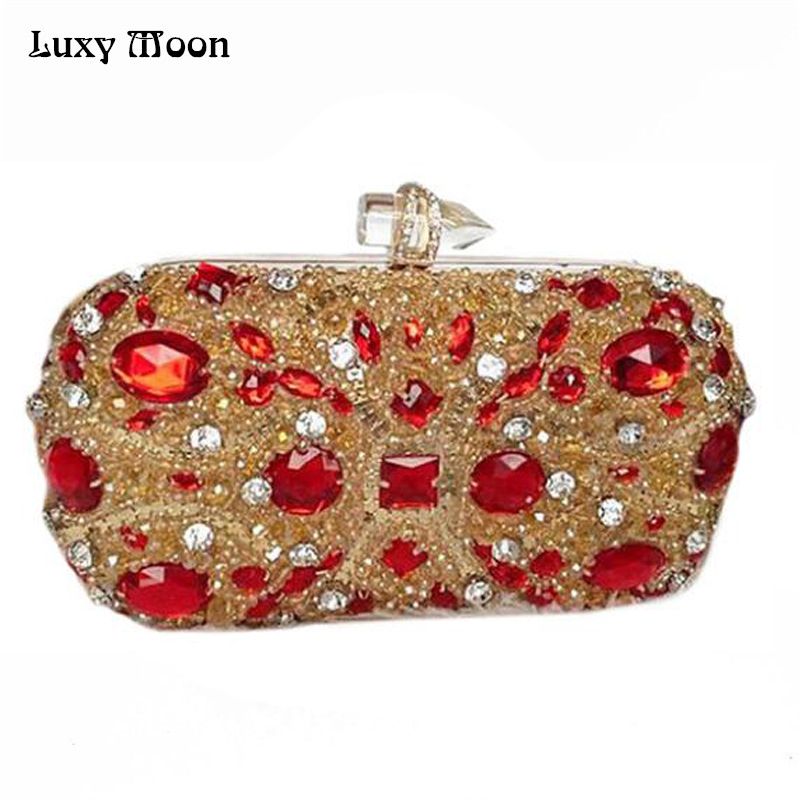 red and silver clutch bag
