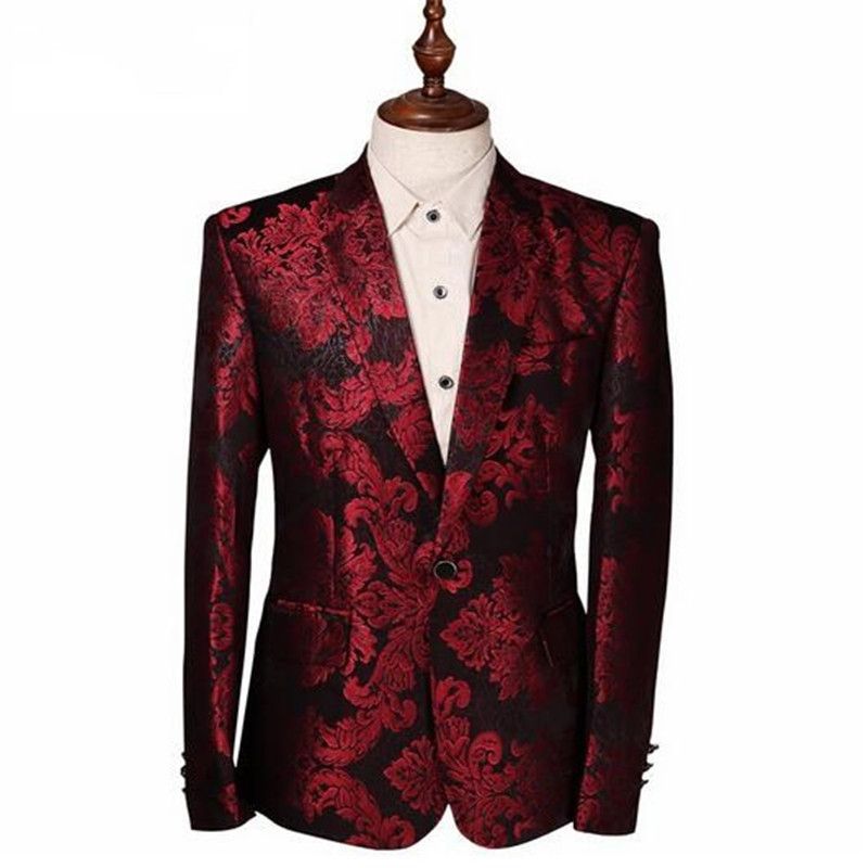red flower suit jacket
