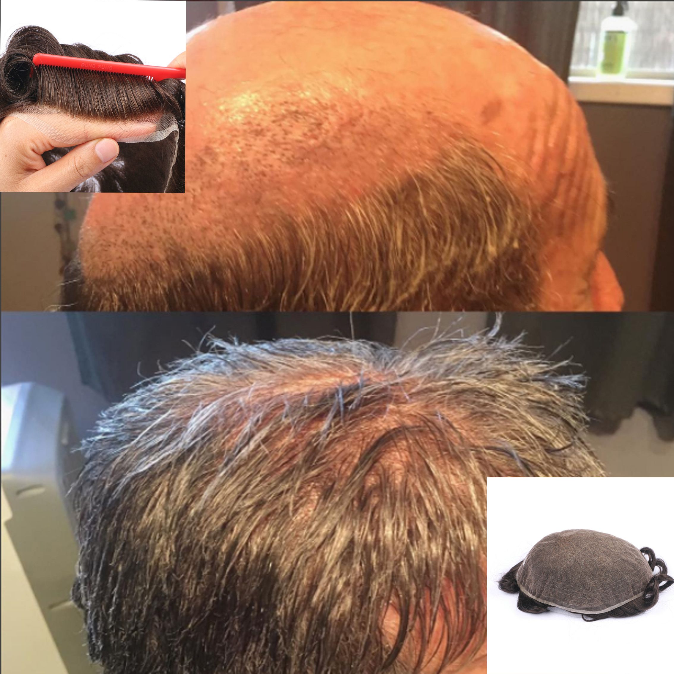 French Lace Men Toupee For Men Bleached And Tiny Knots Hair