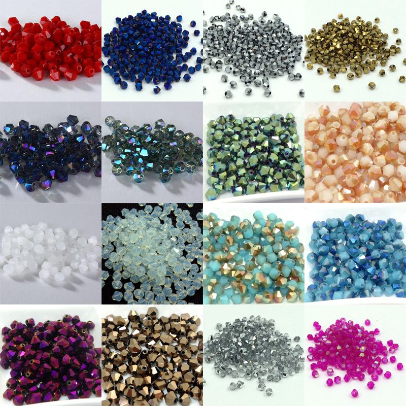 1000pcs 4mm Bicone Crystal Glass Loose Spacer Beads Jewelry Making Wholesale