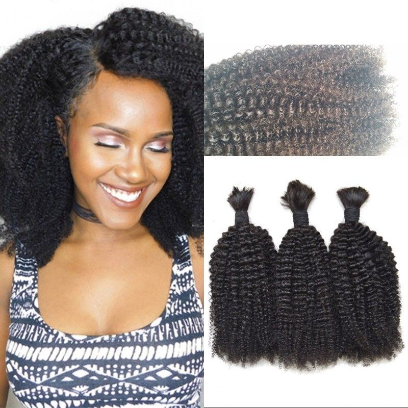 Kinky Curly Human Hair Bulk Bundle For Braiding Coarse No Weft