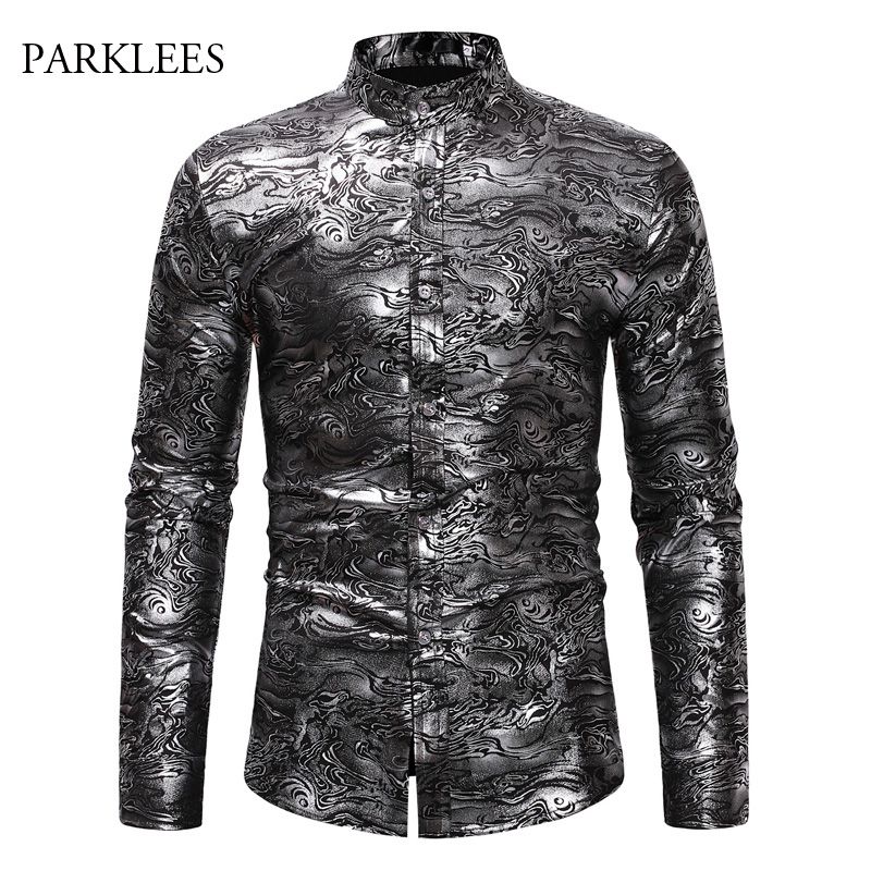 camisas plateadas para hombre