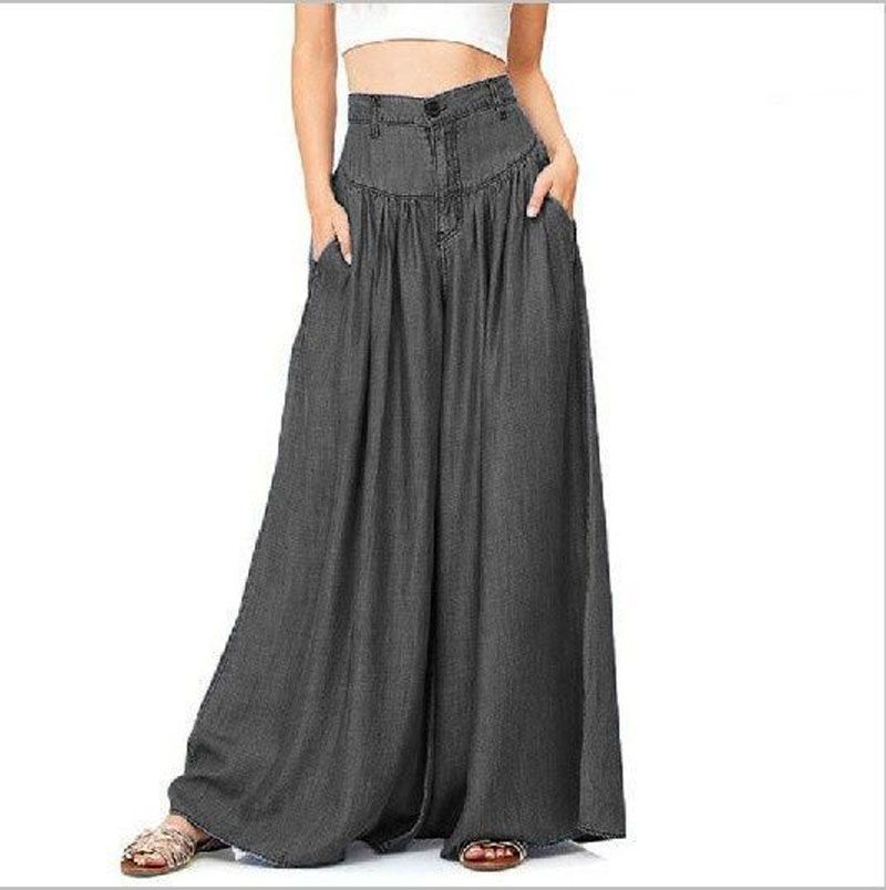 Acquistare Pantaloni Donna Vita Alta Pantaloni Lunghi Harem Tasche Pantaloni  Larghi In Denim Blu A Gamba Larga Party Palazzo Plus Size Economico |  Consegna Veloce E Qualità | DHgate Italy