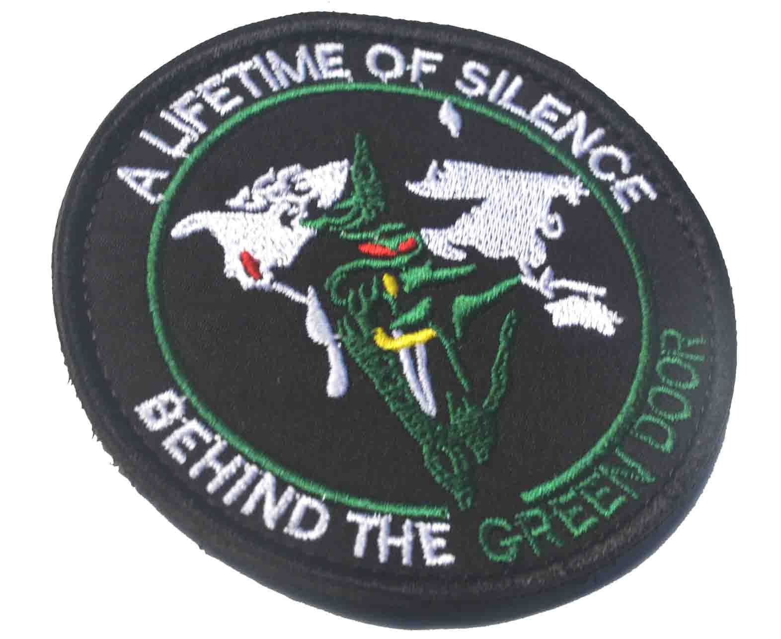 2019 New Behind The Green Door A Lifetime Of Silence Embroidery Badge Clothing Backpack Bag Cap Sewing Applique Stimulate Morale Armlet Armband From