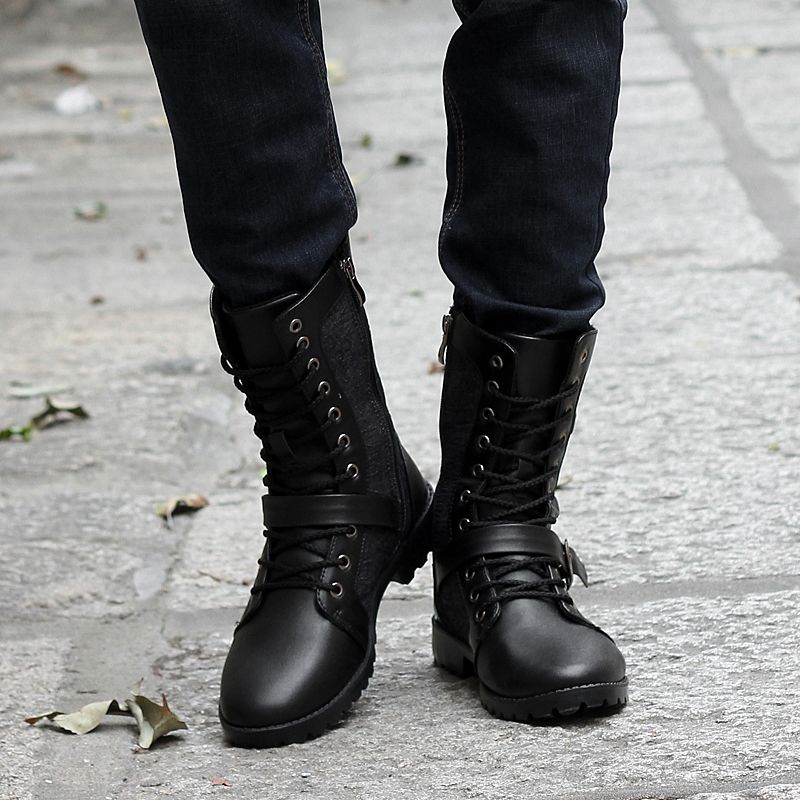 zipper combat boots