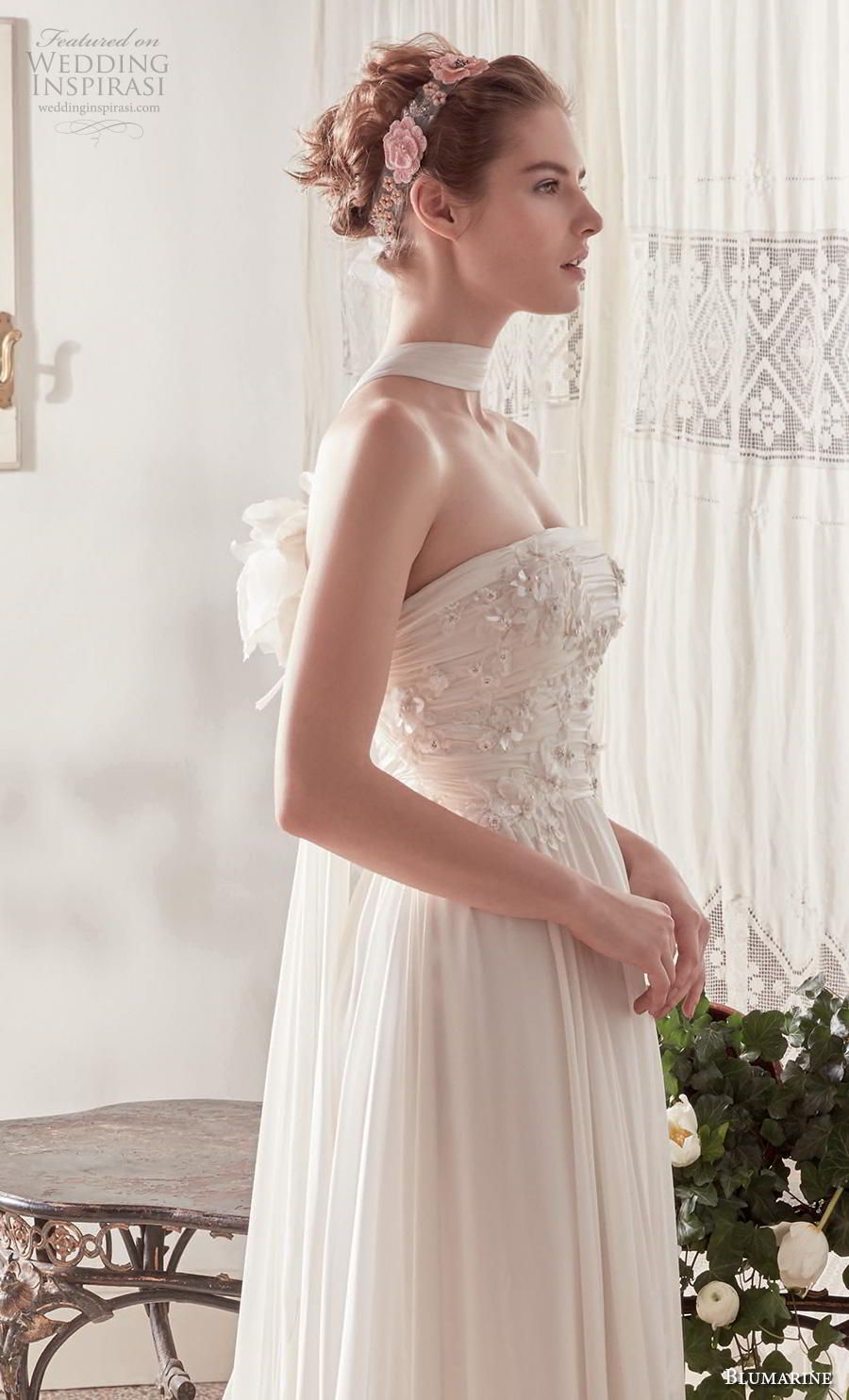 Discount Blumarine Sposa 2019 Wedding Dresses Fairy Halter Applique Beads Sweep Train Bridal Gowns Plus Size Robe De Mariée Unusual Wedding Dresses