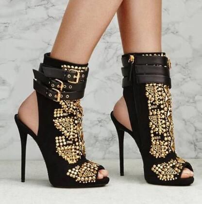 gold studded heels