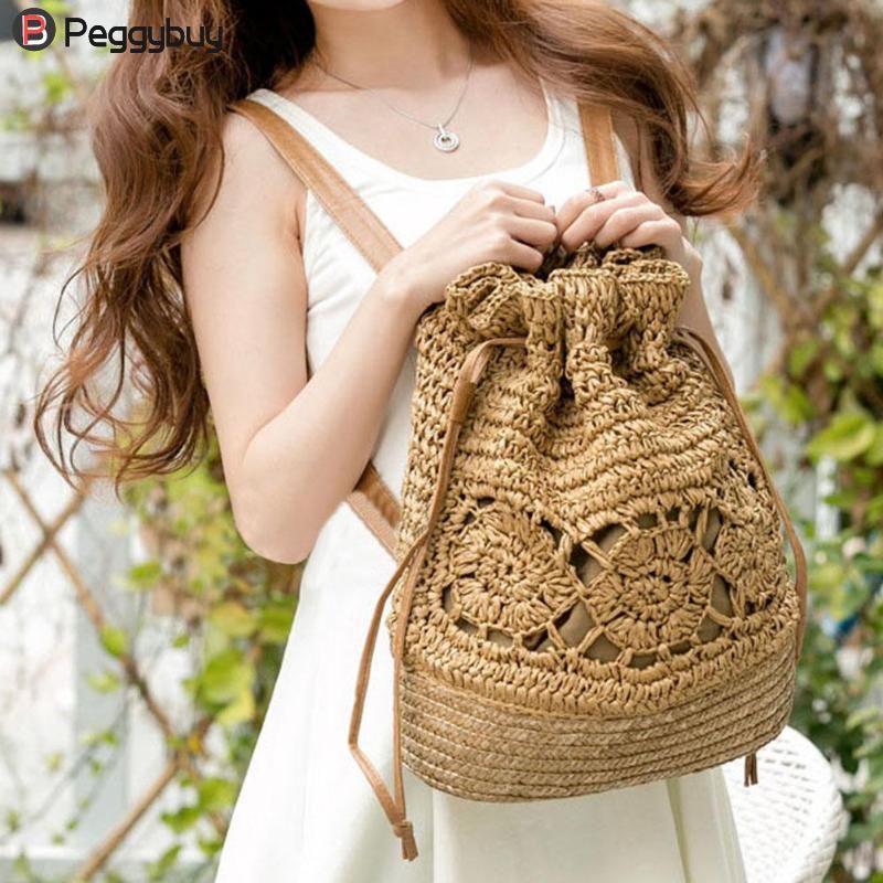 Acquistare Nuove Donne Paglia Zaini Stile Preppy Signore Alluncinetto  Estate Spiaggia Zaino Ragazze Paglia Con Coulisse Secchiello Borse Da  Viaggio Casual Economico | Consegna Veloce E Qualità | DHgate Italy