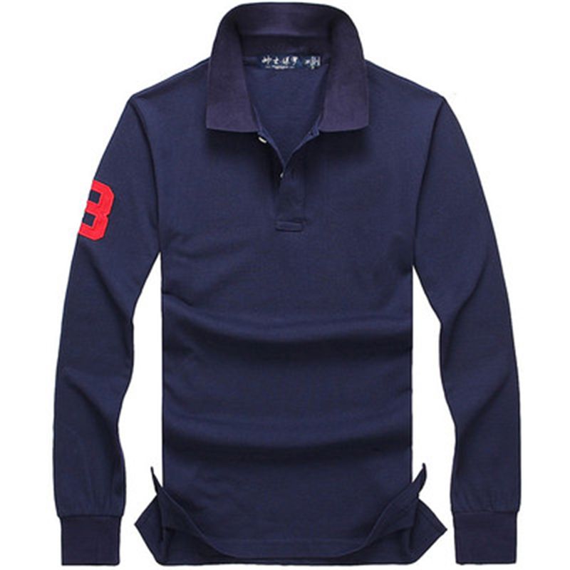 Compre Venta Al Por Mayor 2018 Otoño E Invierno Nuevos De Alta Calidad 100% Algodón De Los Hombres De Manga Larga Camisa POLO Casual Hombres De Manga Larga Camisa POLO A $35.93