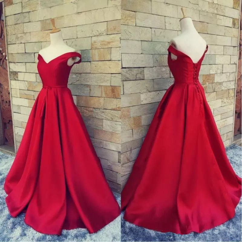 simple red formal dress