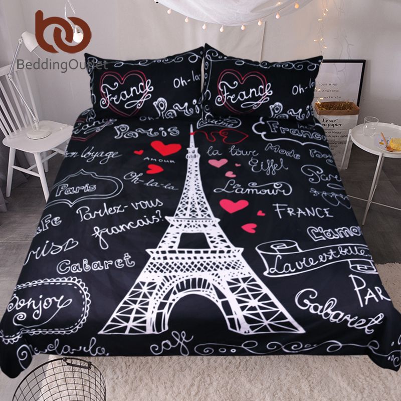 Beddingoutlet Paris Eiffel Tower Bedding Set Black And White Bed