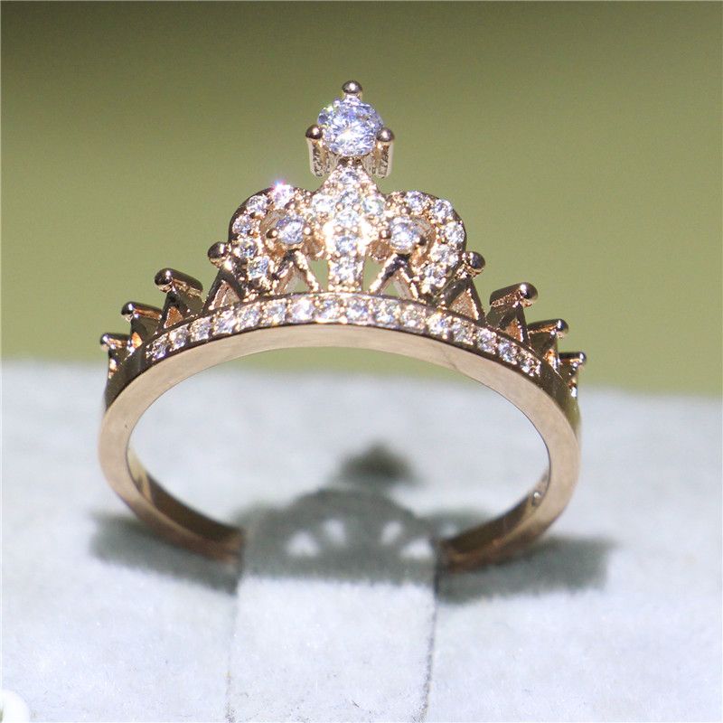 Marca exquisita corona forma de de oro de color CZ anillos para