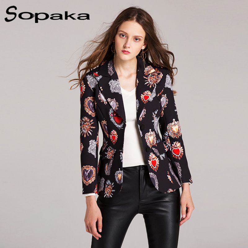 Acquistare 2018 Primavera Nero Cuore Stampa Floreale Plaid Moda Slim  Monopetto Donna Blazer Casual Runway Design Cappotto Corto Donna S18101305  Economico | Consegna Veloce E Qualità | DHgate Italy