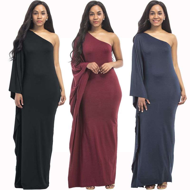 casual one shoulder maxi dress