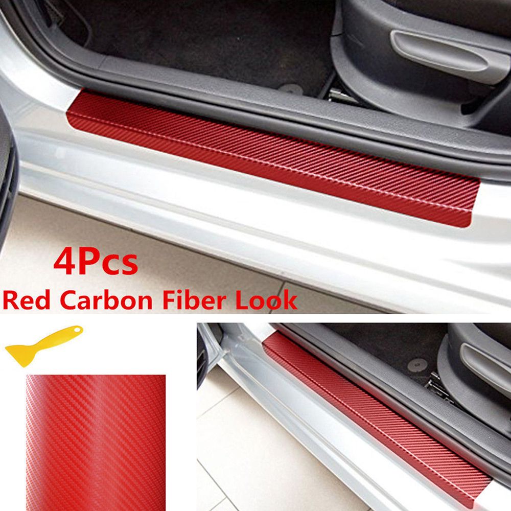 2020 Carbon Fiber Look Car Door Plate Sill Scuff Cover Auto Anti Scratch Sticker Red New 2018 From Liang2015818 5 18 Dhgate Com