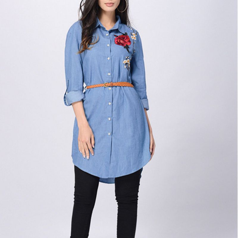 long denim shirt outfit