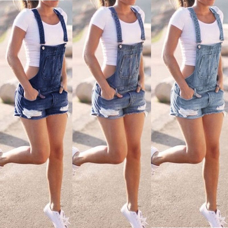 womens blue jean short overalls