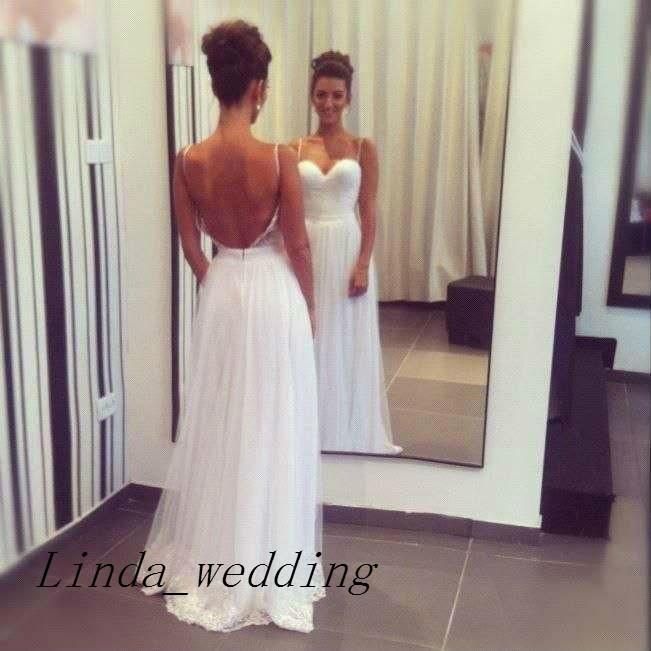 Flowy Boho White Low Back Prom Dress 