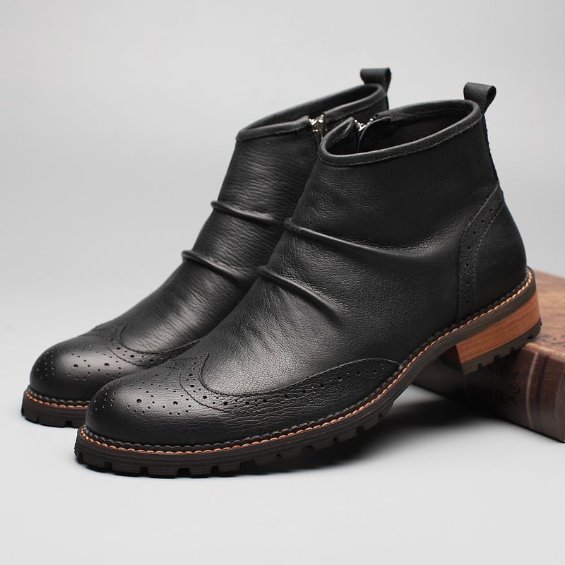 Acheter 2018 Nouveau Homme Bottes Déquitation Automne Winte Bottines Cuir Véritable Bullock Chaussures Bottes Basses Avec Fermeture À Glissière De 84,09 € Du Pixienan | DHgate.Com