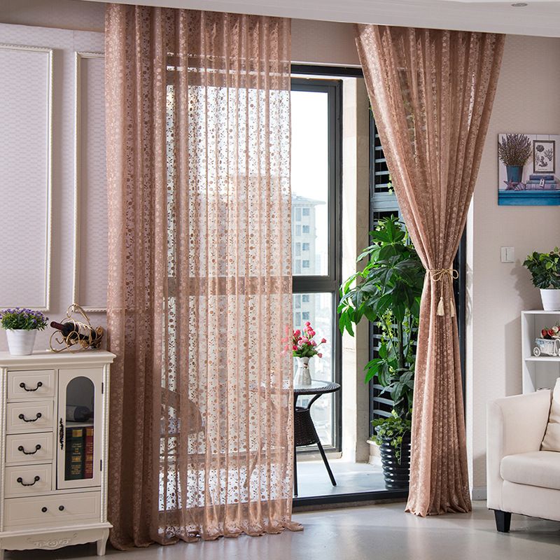 Compre Cortina De Encaje Floral Sheer Bordado Pastoral Cortinas De Tul