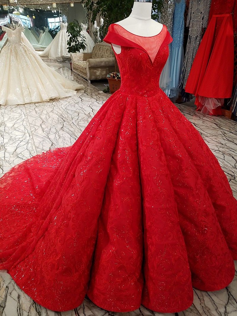 Acquistare 2019 Abiti Da Sera Piega Abiti Lunghi Rossi Con Maniche Lunghe  Con Scollo A Palloncino Fiori Di Pizzo Abiti Da Cerimonia Abiti Eleganti  Donna Economico | Consegna Veloce E Qualità | DHgate Italy