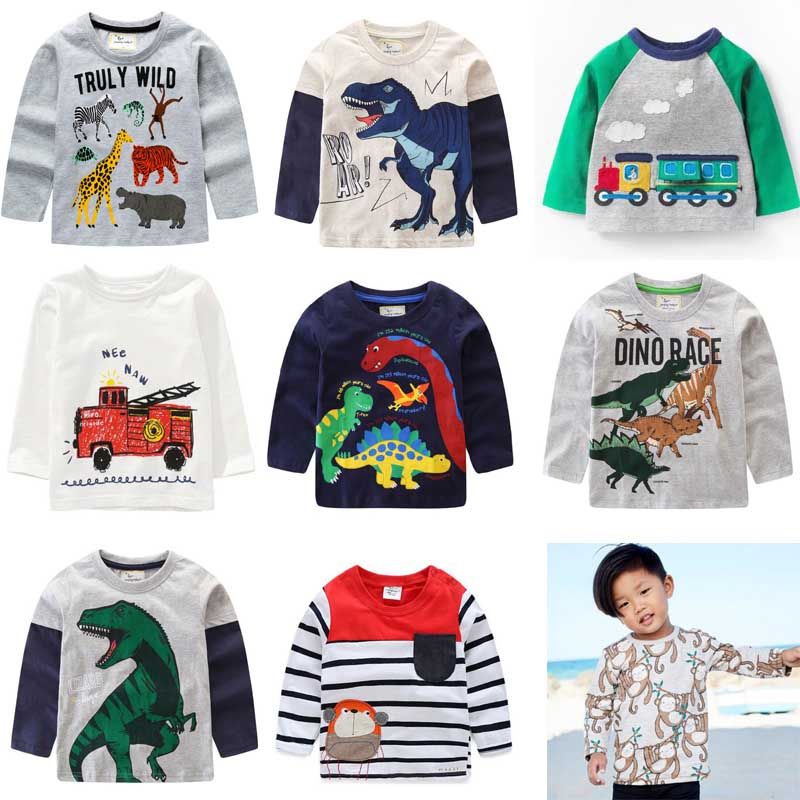 Toddler Boy Girl Kid Fall Winter Clothes Long Sleeve Cartoon Dinosaur Tops