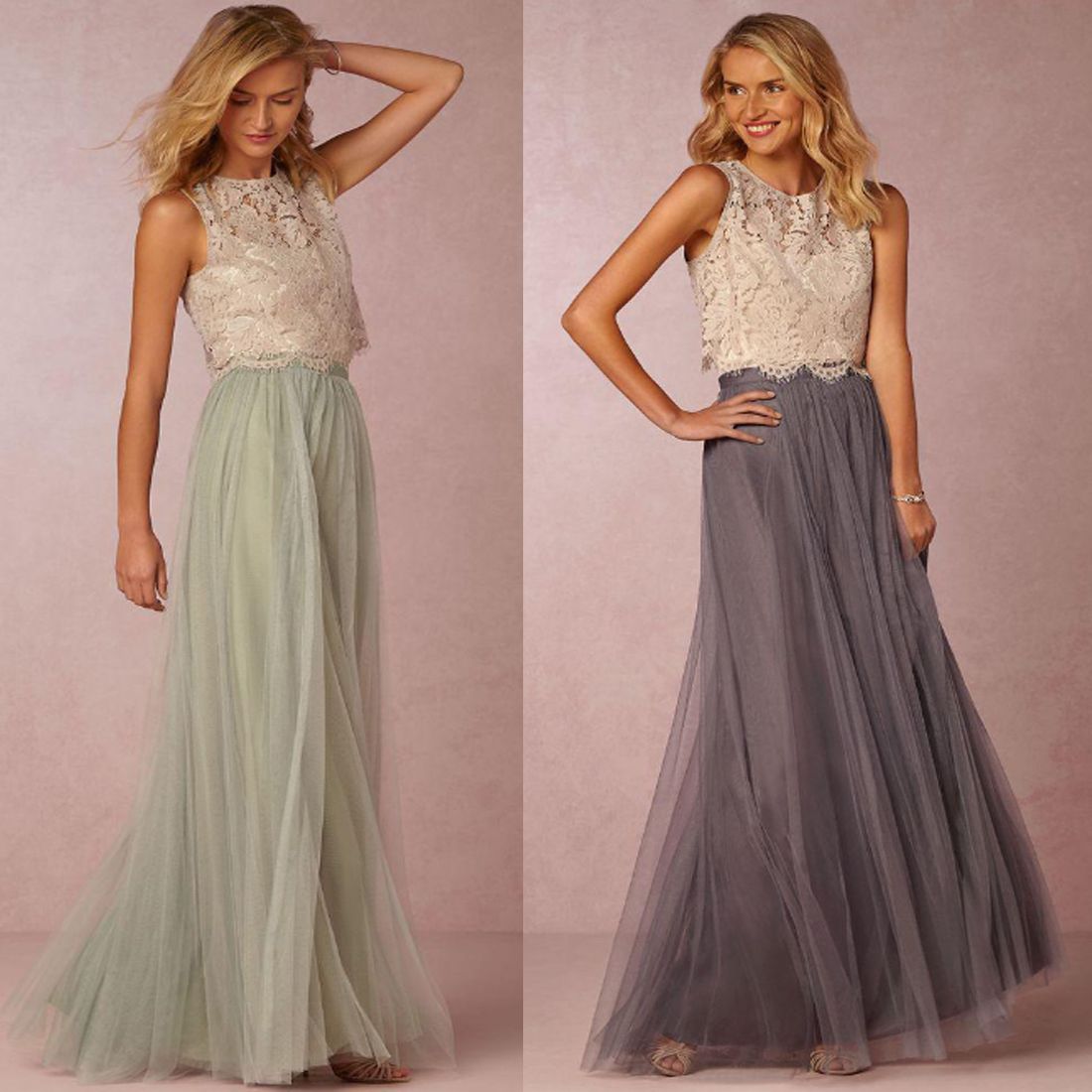 Grosshandel 2019 Vintage Zwei Stucke Spitze Jacke Brautjungfernkleider Tull Geraffte Bodenlangen Erroten Mint Grau Brautjungfern Kleider Spitze Hochzeit Kleid Von Honeywedding 54 82 Auf De Dhgate Com Dhgate