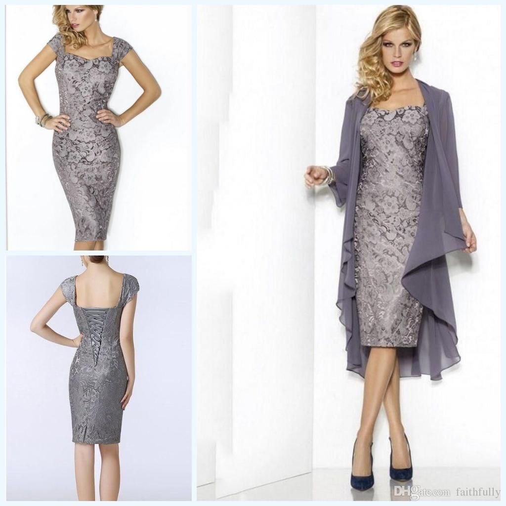 grey sheath dress with jacket