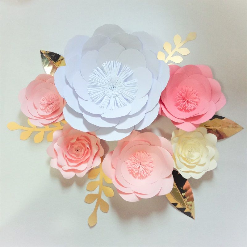 2020 Giant Paper Flowers Backdrop Leaves Wedding Baby Nursery