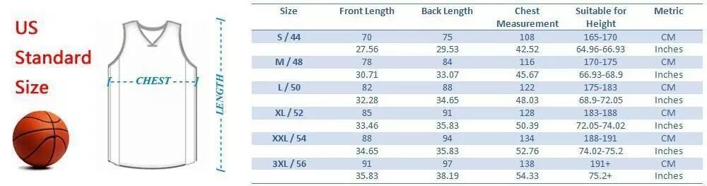 Jersey Size Chart Youth