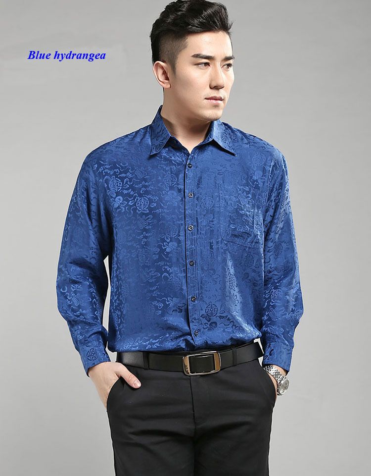camisa masculina de seda pura