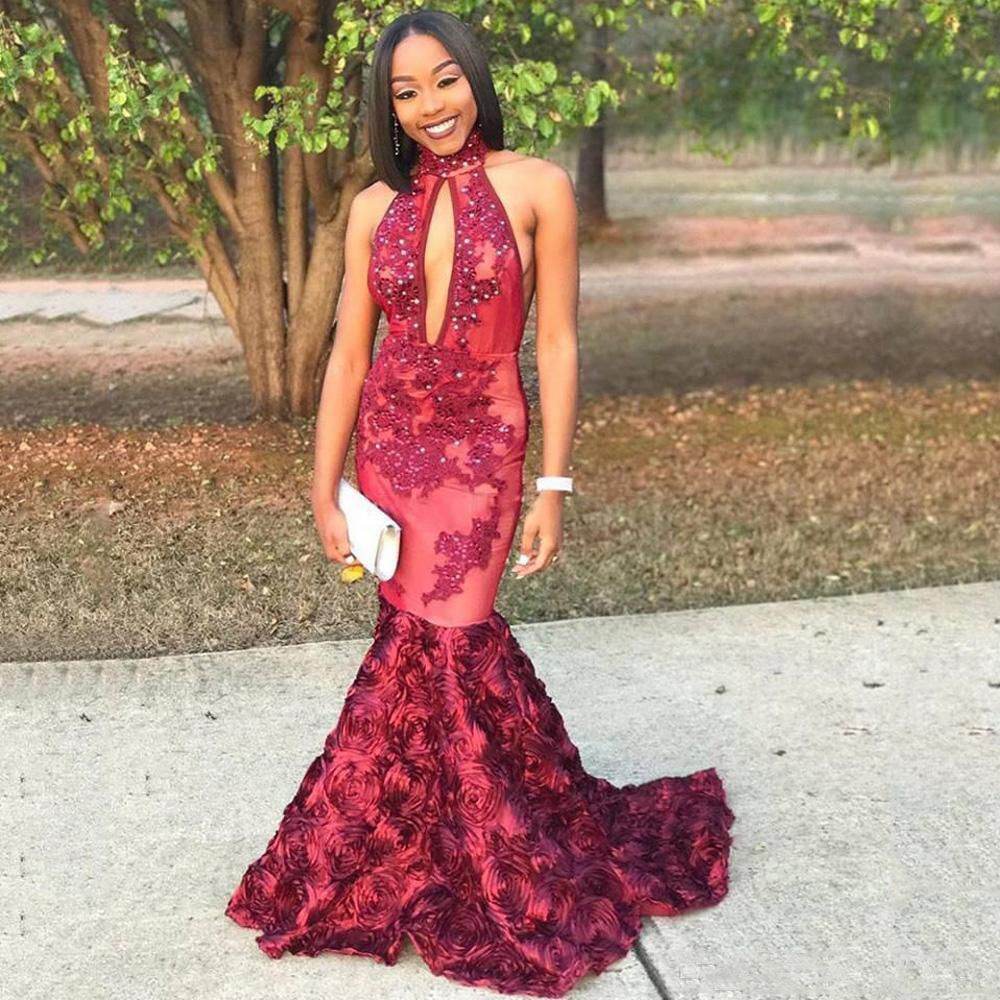 rose train prom dress