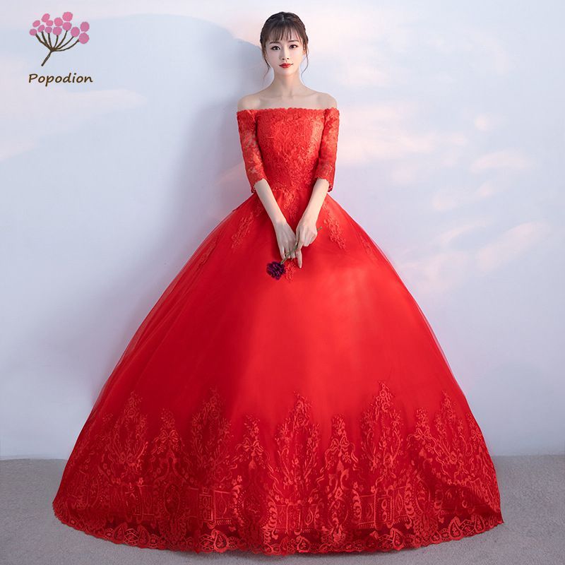 simple red wedding dresses