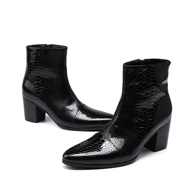 bottes homme vernis noir bout pointu