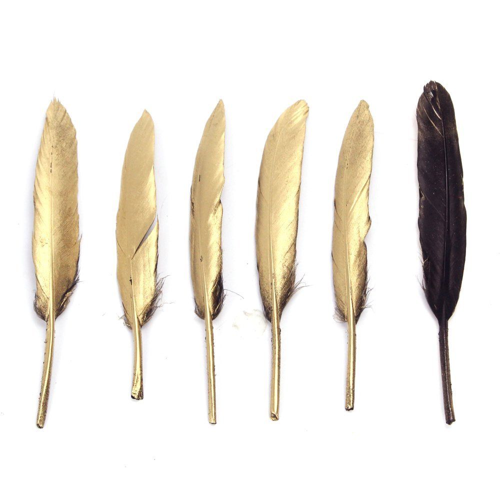 Gold Feathers For Various Crafts, DIY Nature Feathers, Decor