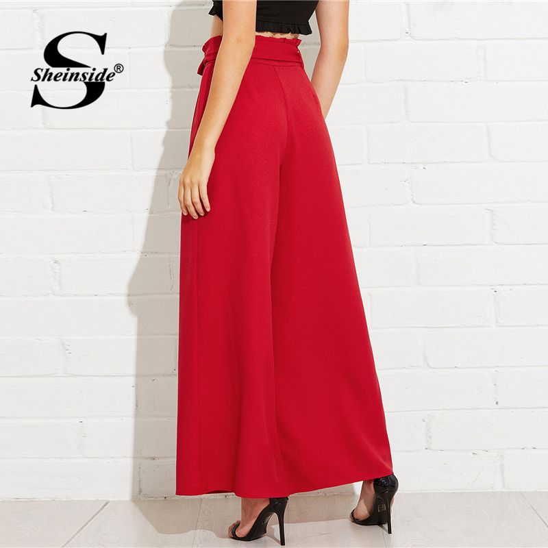 Compre Sheinside Cinturón Rojo Cinturón Ancho Pantalones Oficina Damas De  Volantes Volantes Cintura Alta Nudo Pantalones Sueltos Mujeres De Verano  Pantalones Elegantes A 34,75 € Del My01 | Es.Dhgate.Com